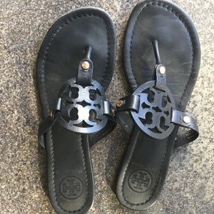Black Tory Burch Miller Makeup Leather Sandals